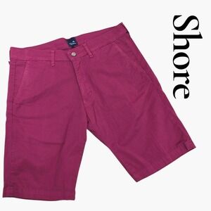 Shore Brand Mens Magenta Pink Chino Shorts Size 34 USA Stretch Cotton Casual